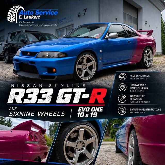 Nissan Skyline R33 GT-R mit individuellen Felgen aus dem JDMRGY-Instagram-Profil